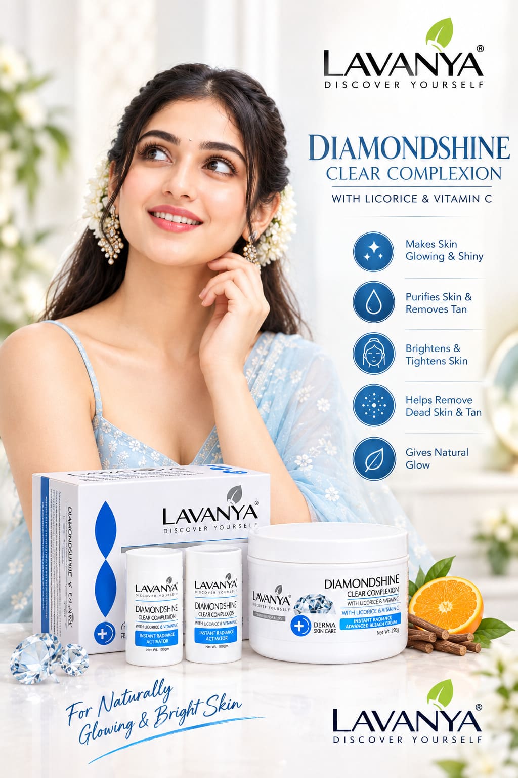 lavanya diamonshine bleach is glowing