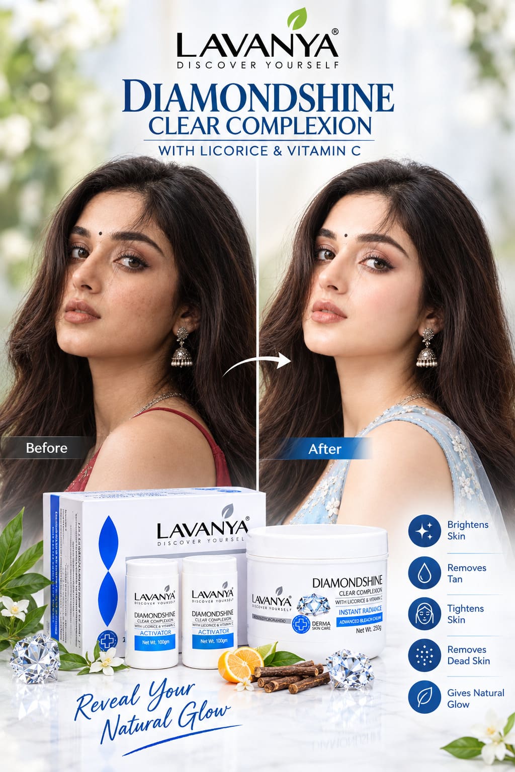 Lavanya Diamondshine Bleach amazing result in skin