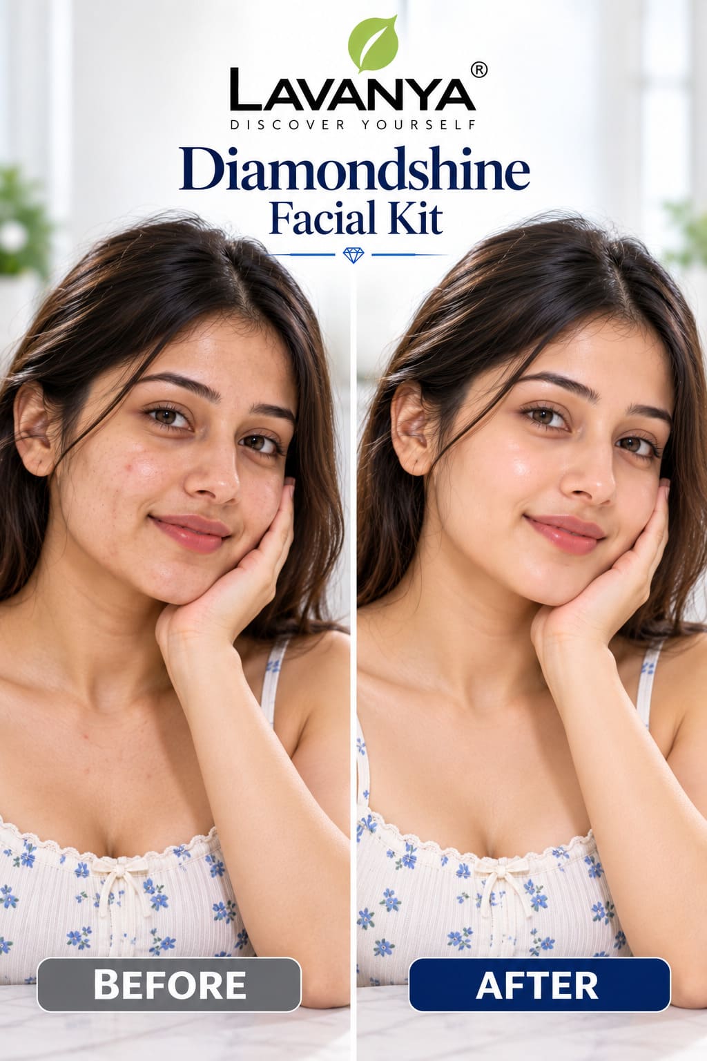 lavanya diamondshine facial kit before after effect and showing improvements