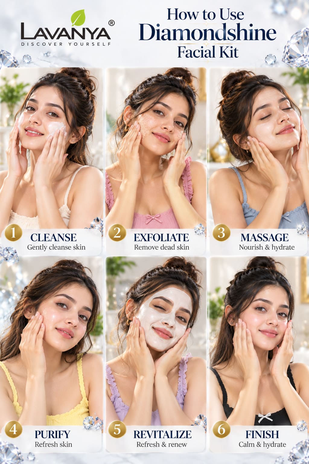 lavanya diamondshine facial kit how to use