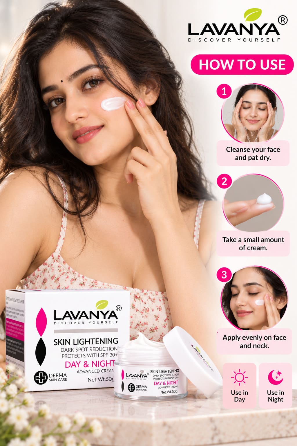 lavanya kin lightening day night cream use process