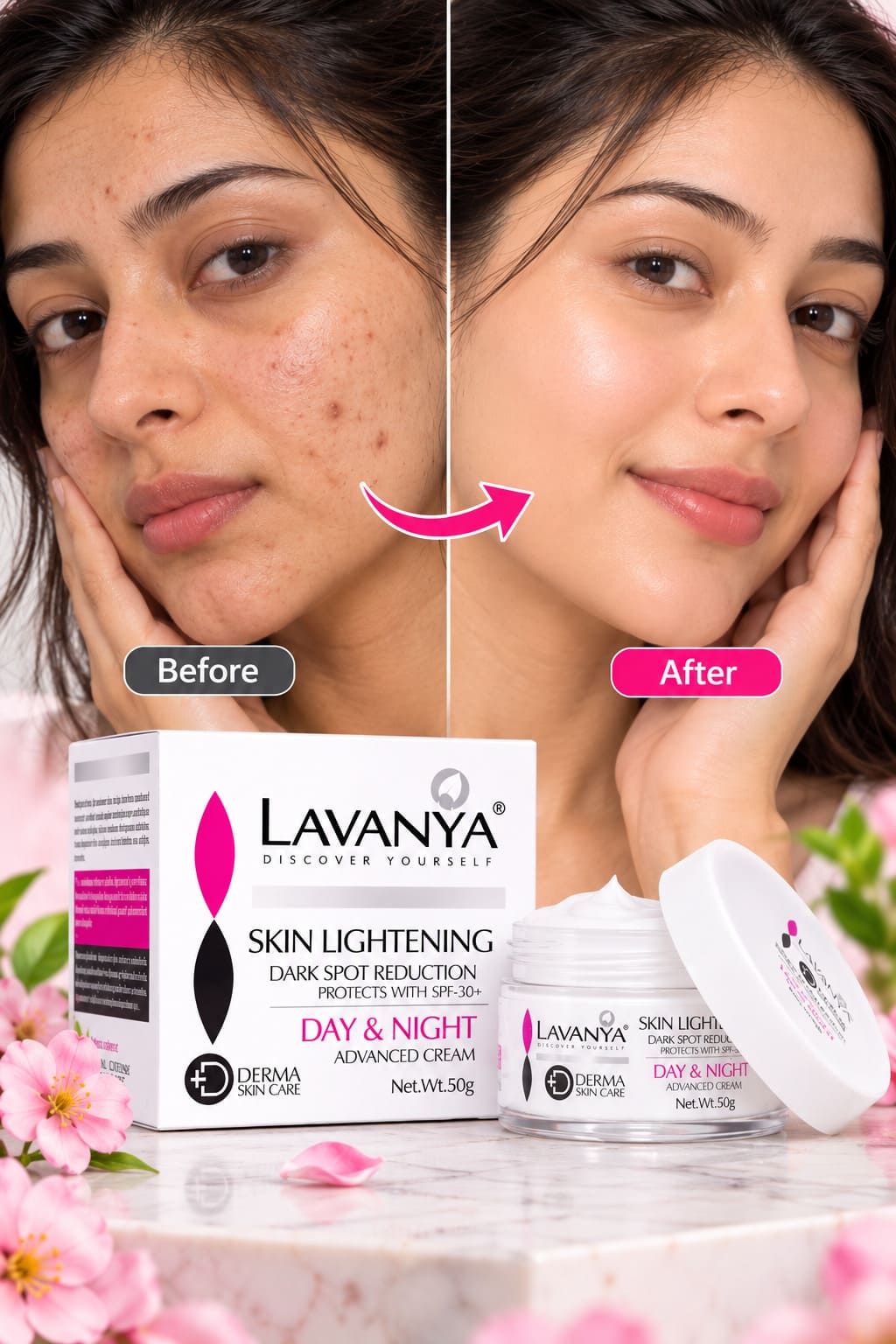 lavanya skin lightening day night cream with before after effect