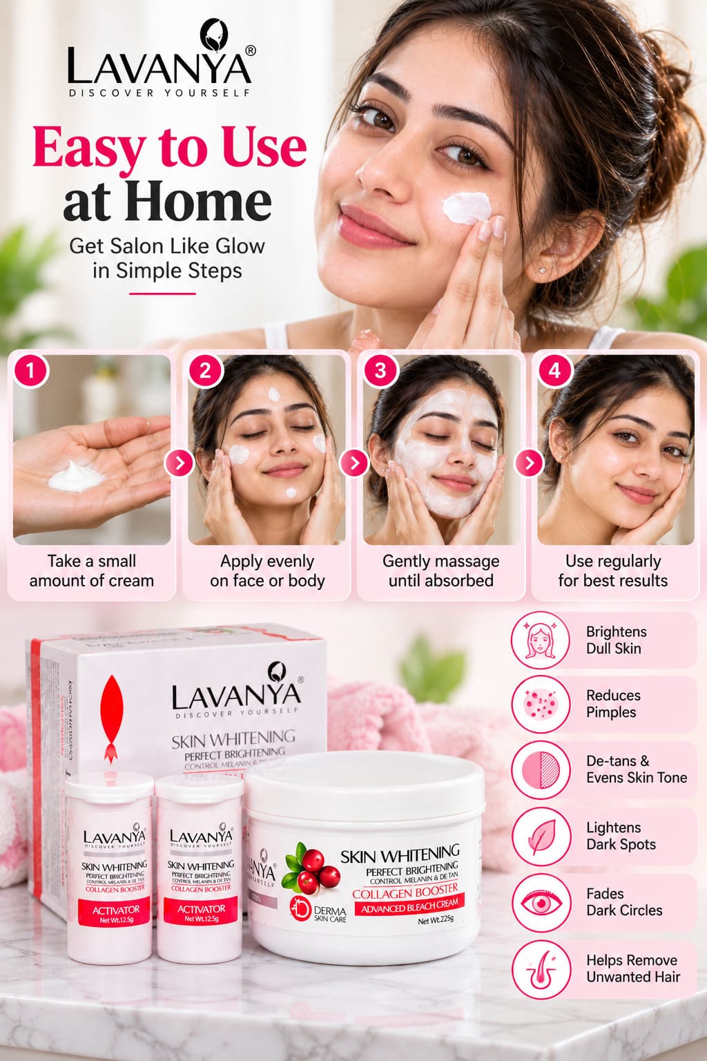 lavanya skin whitening bleach for improving skin texture