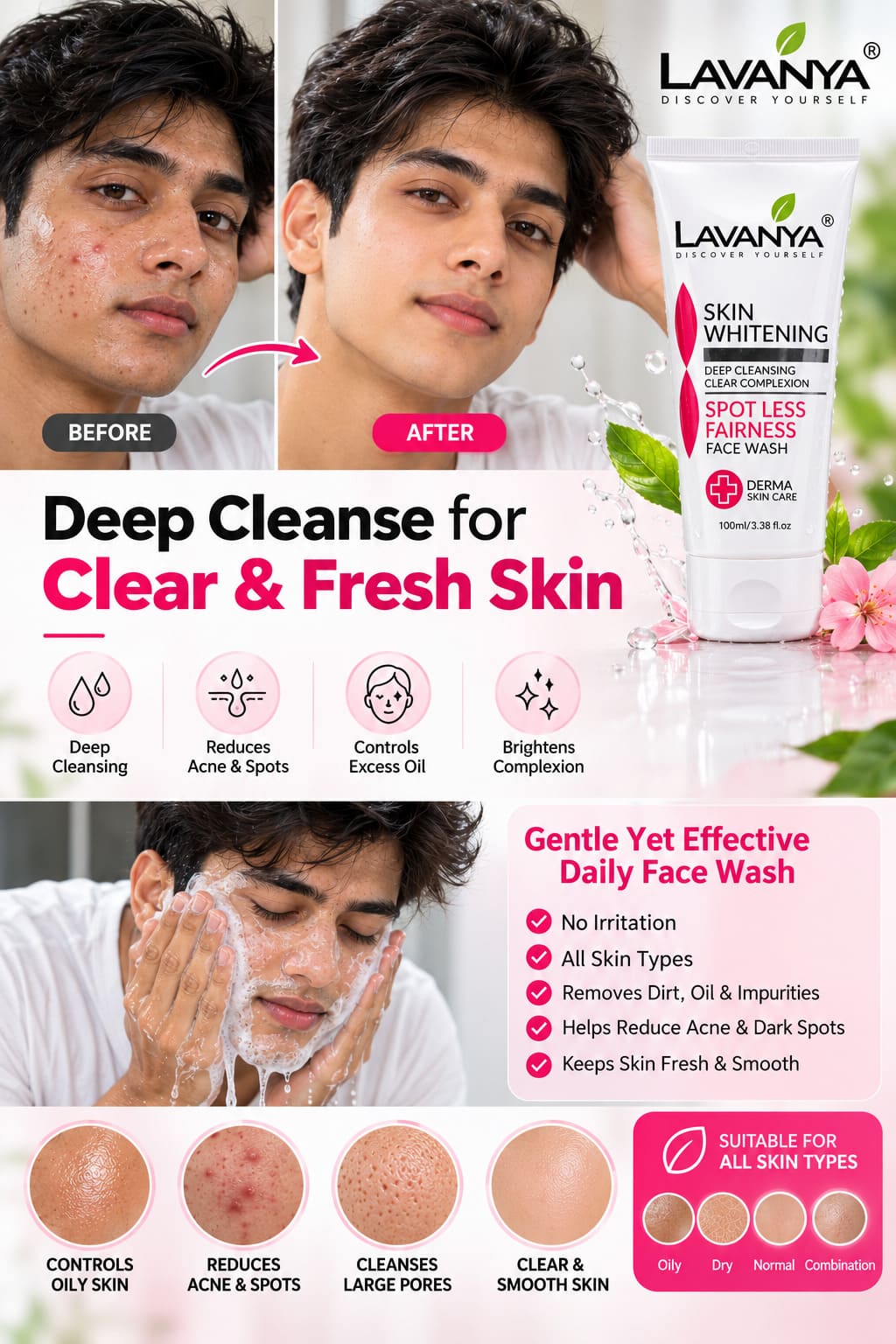 lavanya skin whitening face wash for best cleaning skin