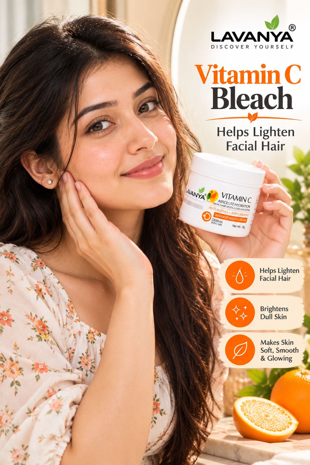 lavanya vitamin c bleach suitable for facial hair