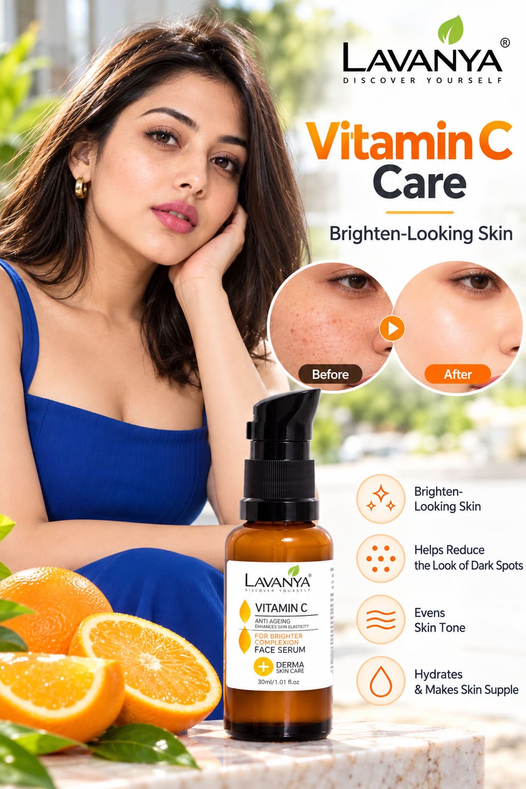 lavanya vitamin c face serumthis alo comare before after images showing effects