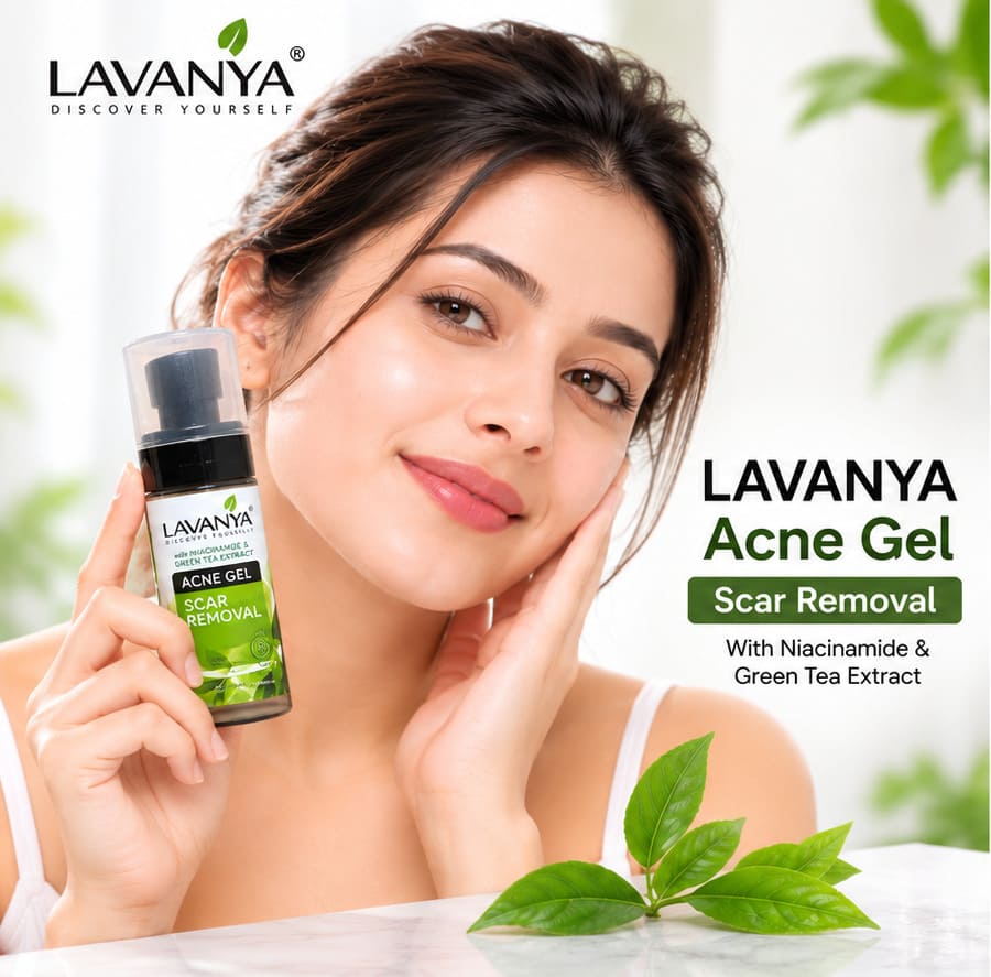 woman usin lavanya acne gel